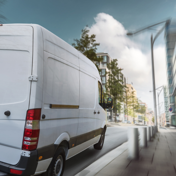Delivery Van On City Street 600X600